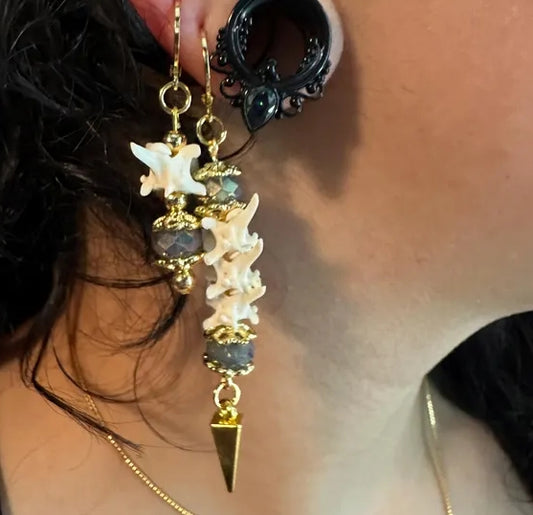 THE ORIGINAL DESIGN - Victorian Inspired Rattlesnake Vertebrae Earring - Hallows Eve Oddity Jewelry