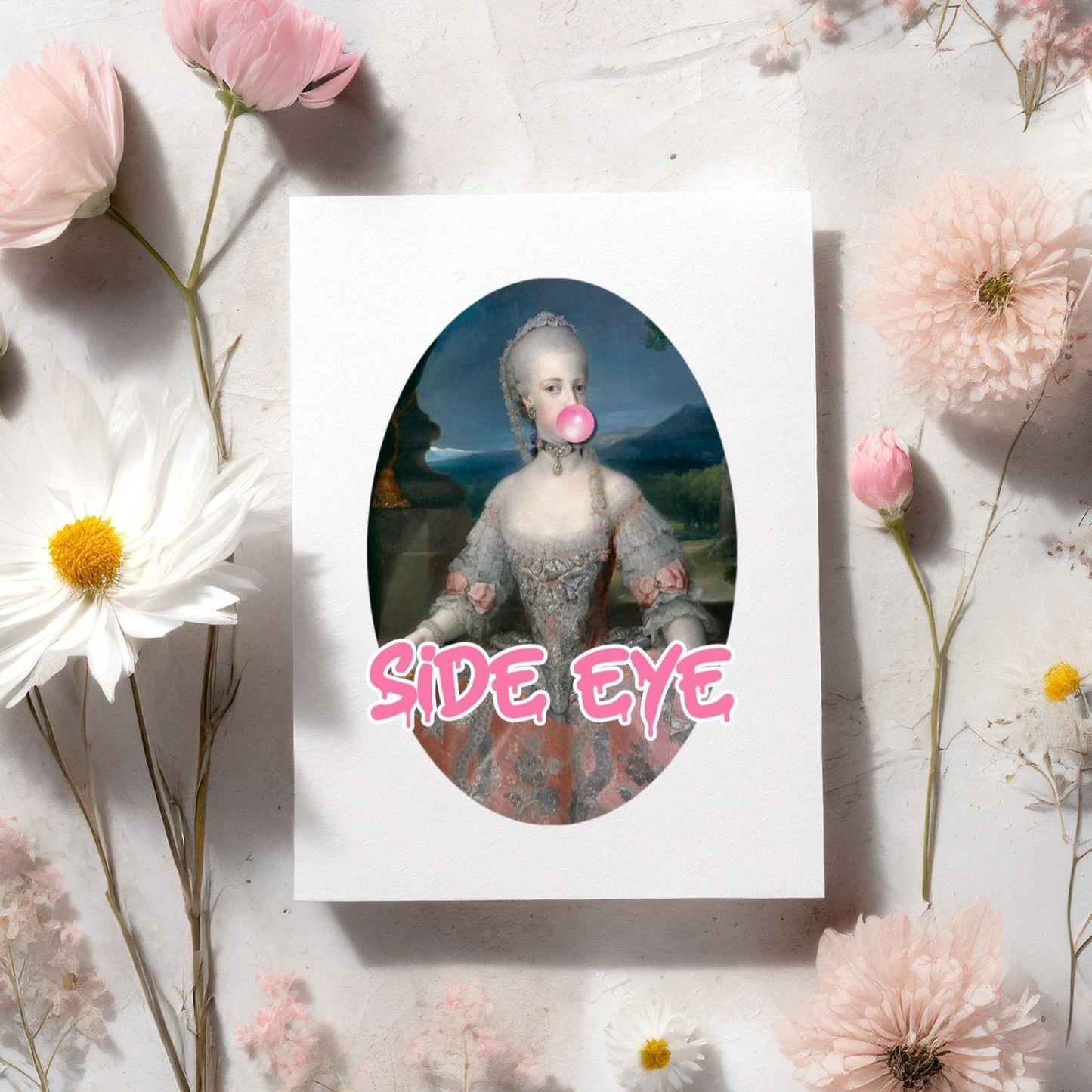 Side Eye 5x7 Art Print Maximalist decor, Eclectic poster, Modern, Chic, Quirky, Altered art, Victorian inspired art