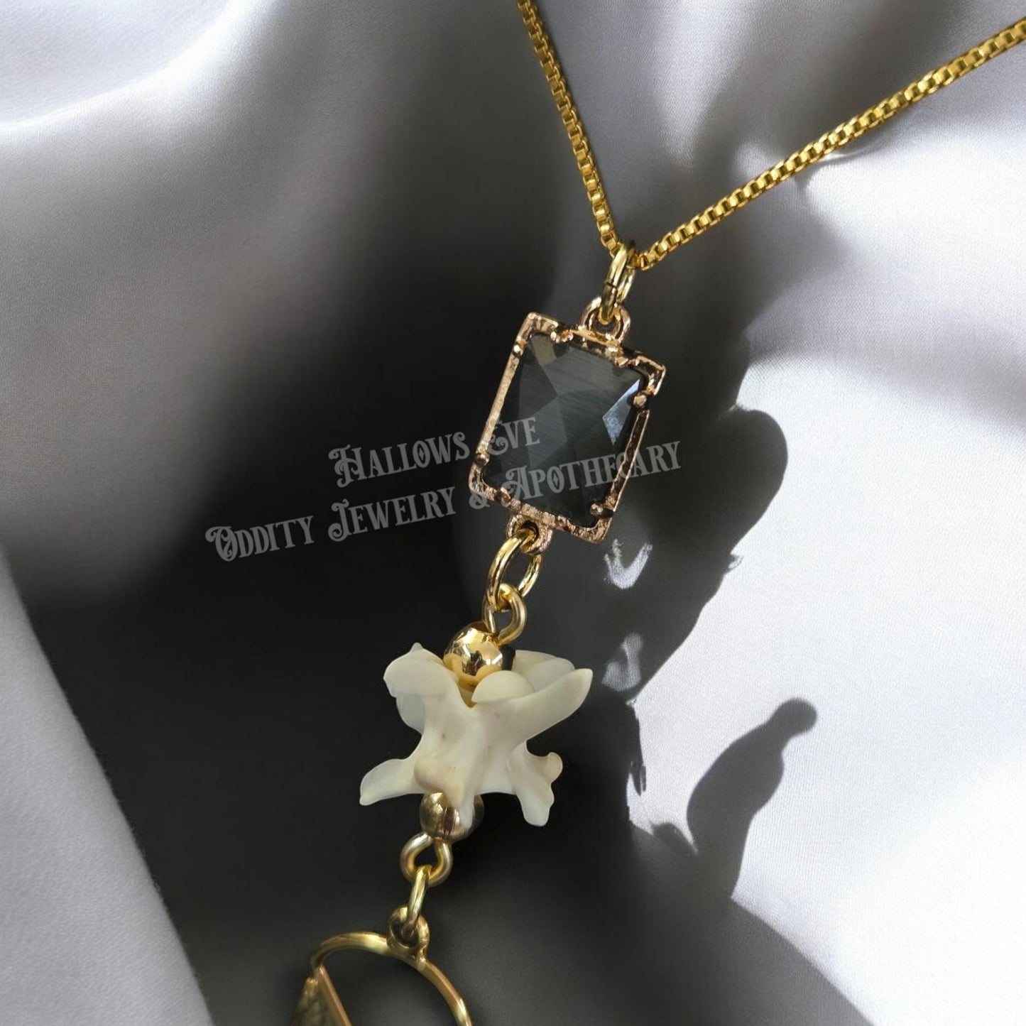 Smoke & Mirrors Oddity Necklace | 24inch | Rattlesnake Vertebrae Jewelry Oddities and Curiosities Jewelry