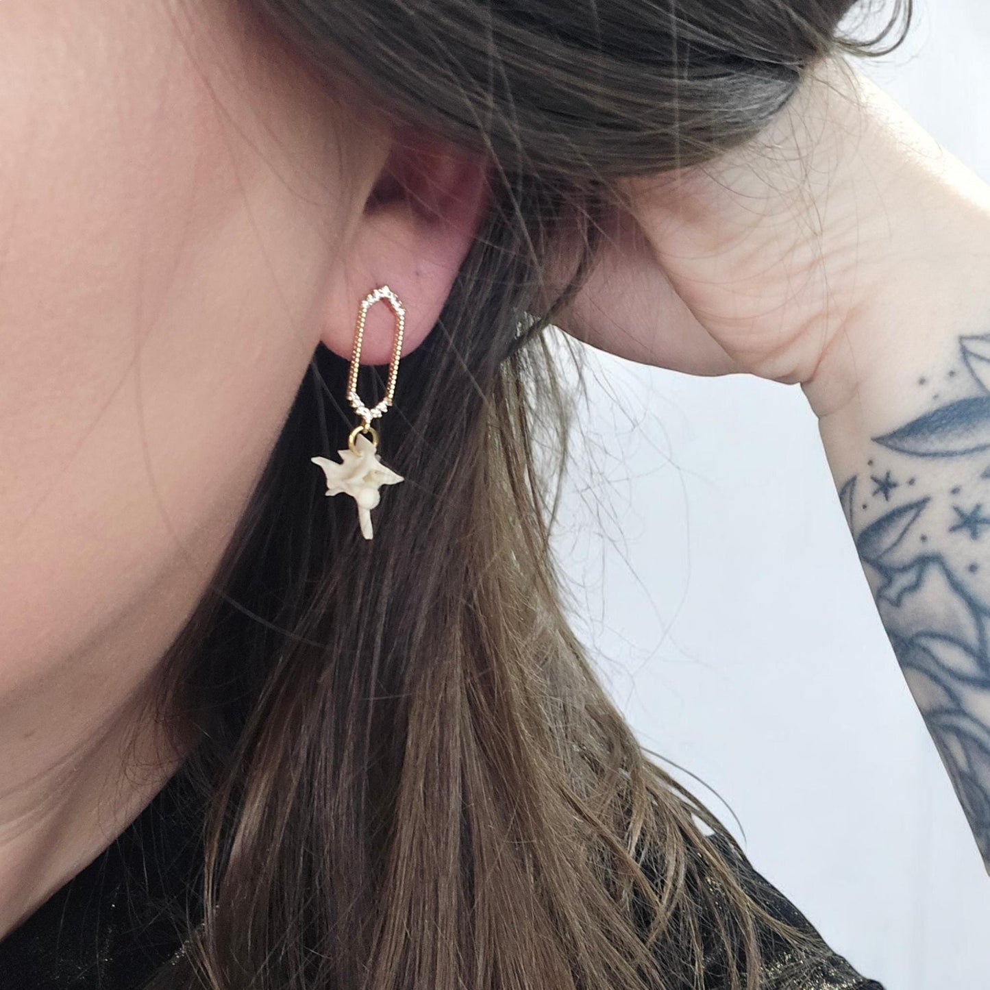 Cathedral Window Studs Rattlesnake Vertebrae Earrings