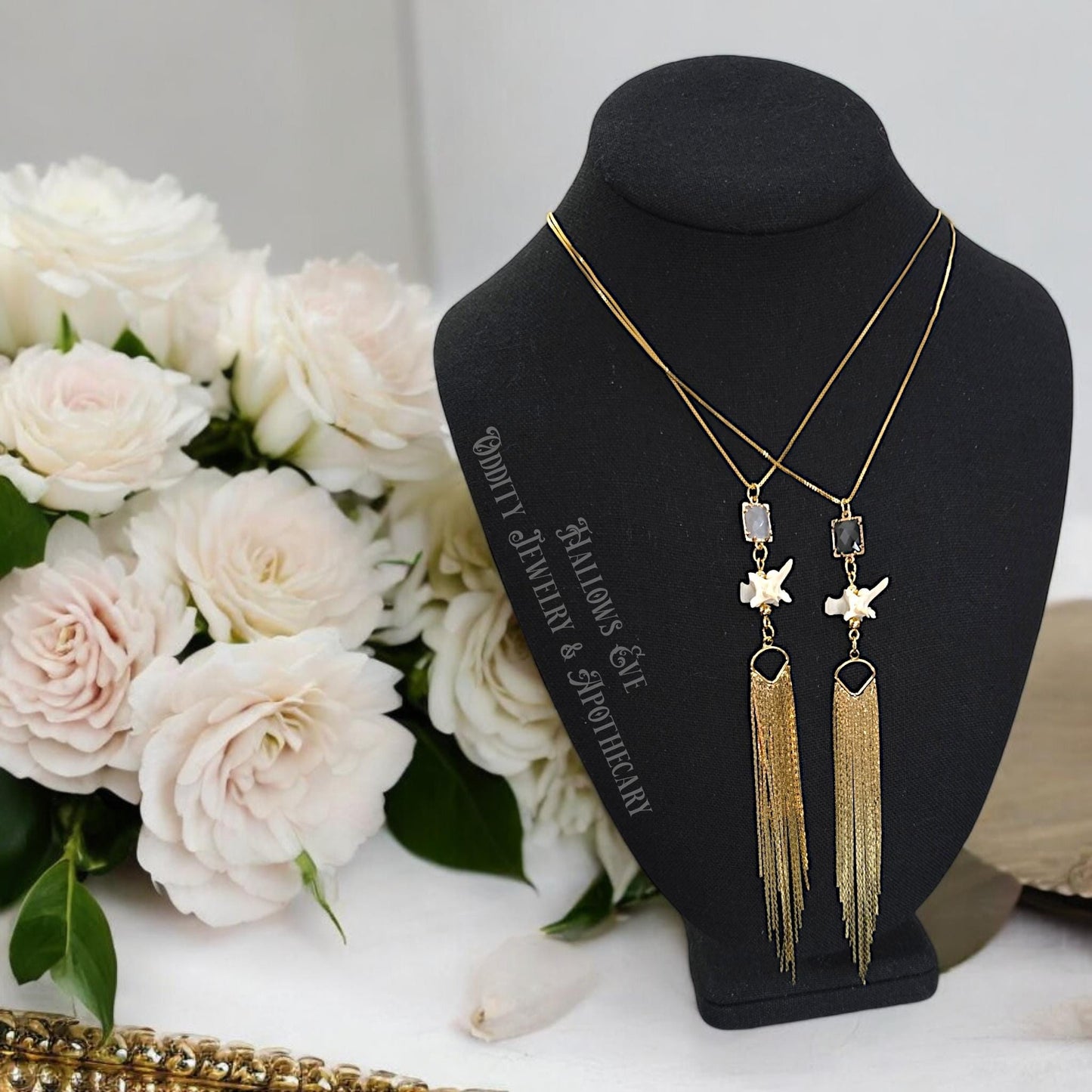 Smoke & Mirrors Oddity Necklace | 24inch | Rattlesnake Vertebrae Jewelry Oddities and Curiosities Jewelry