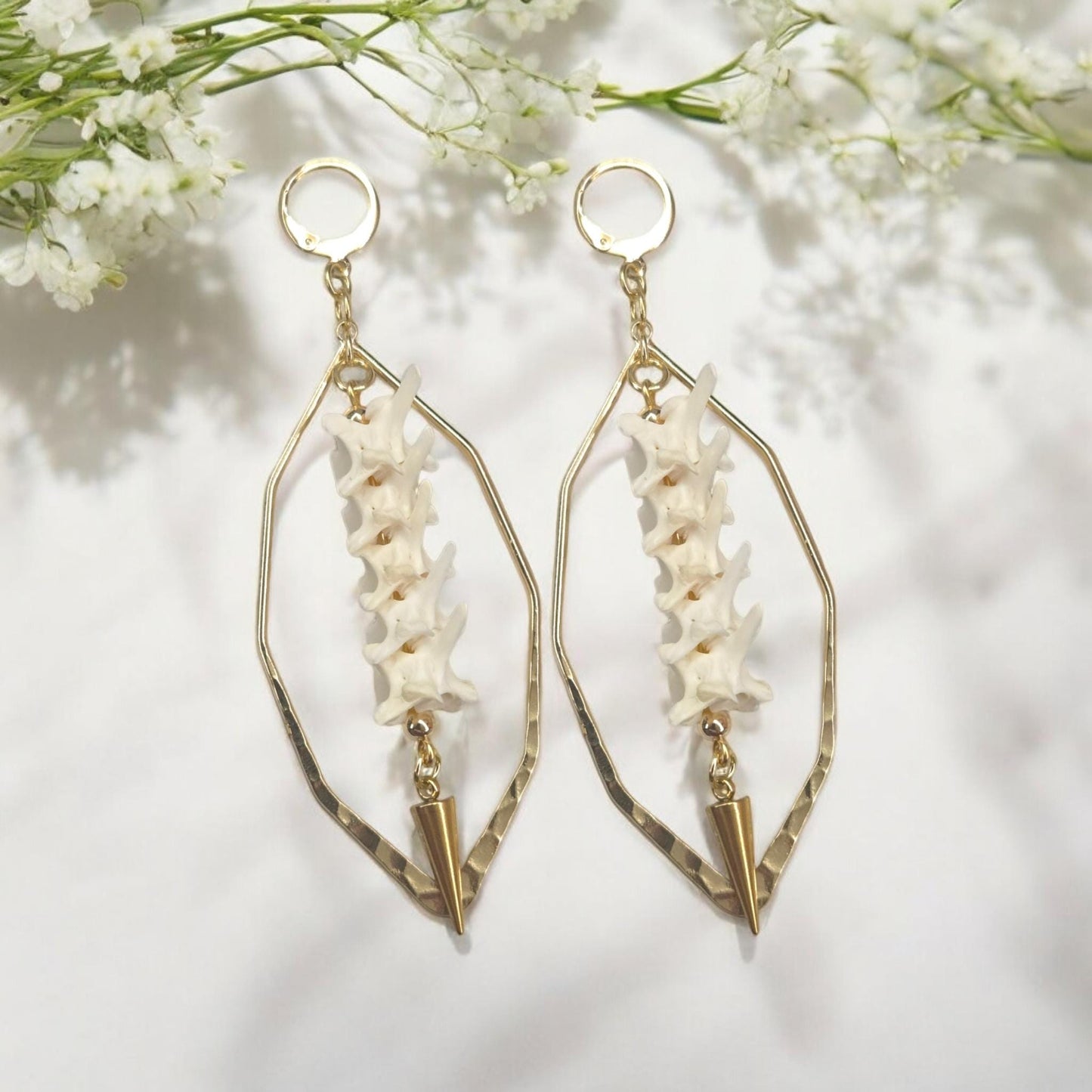 Gilded Spire XL Vertebrae Earrings Oddity Jewelry Oddities & Curiosities | LIMITED QUANTITIES