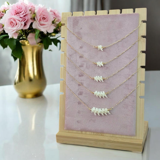 Minimalistic Rattlesnake Vertebrae Necklace | Unique Gold Plated Necklace Oddities and Curiosities Oddity Jewelry