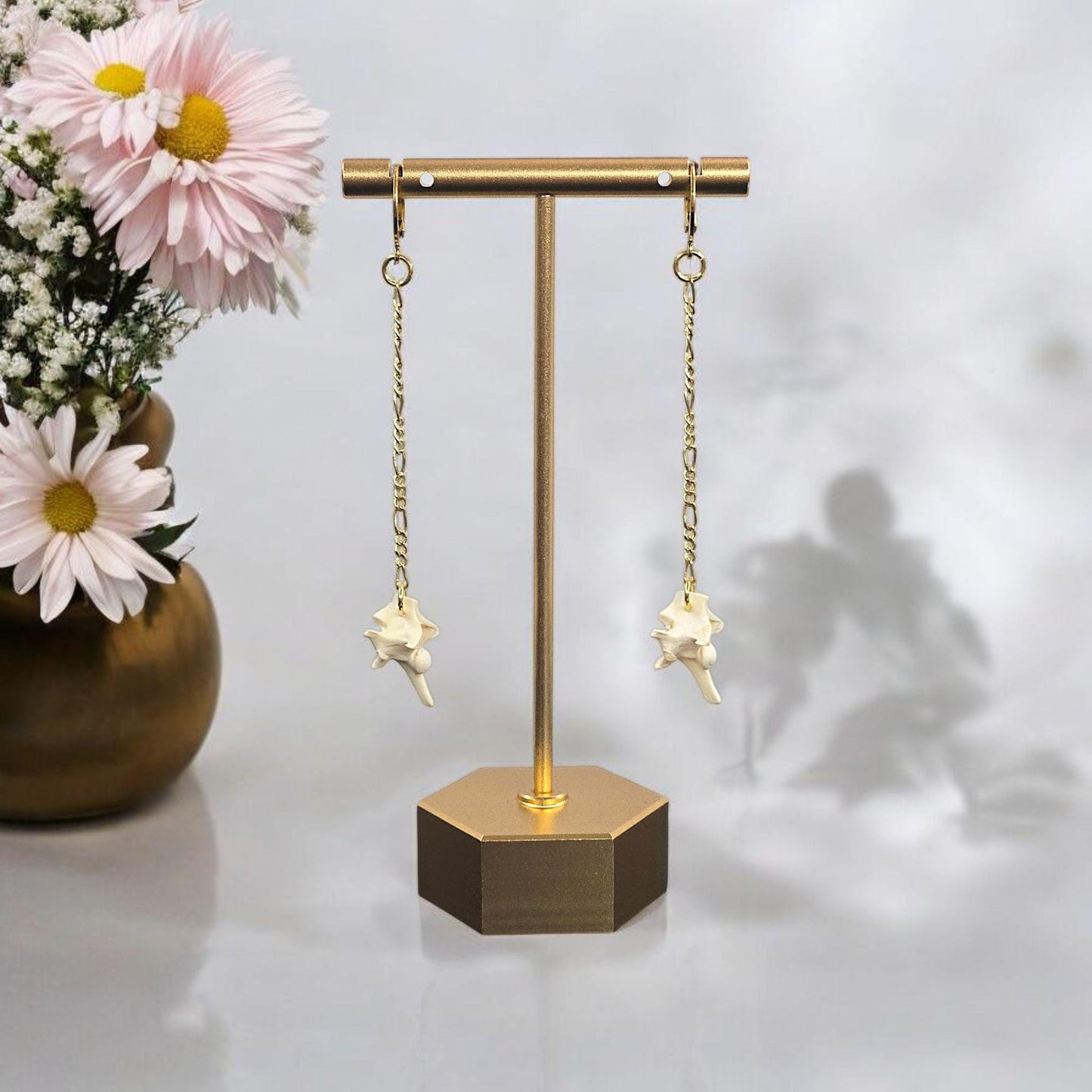 Figaro Chain Drops Rattlesnake Vertebrae Earrings