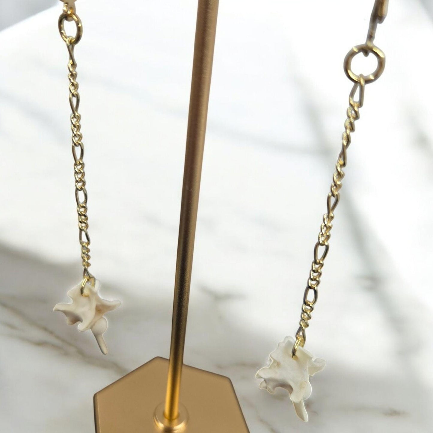 Figaro Chain Drops Rattlesnake Vertebrae Earrings