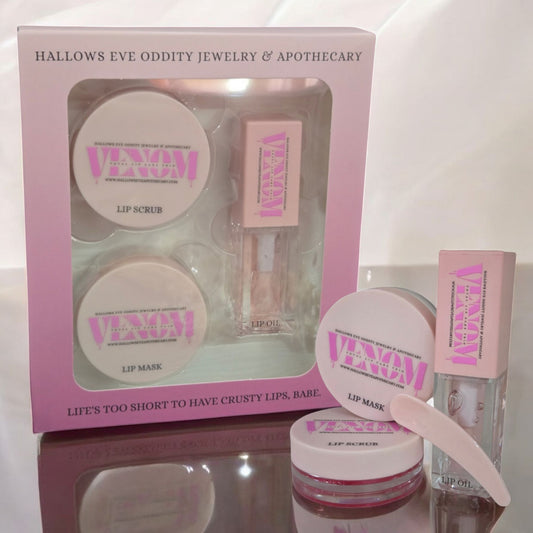 Venom Total Lip Care Trio Peach Scent | Lip Care Gift Set | 3 piece set