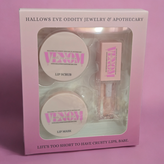 Venom Total Lip Care Trio Peach Scent | Lip Care Gift Set | 3 piece set