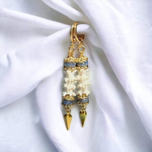 THE ORIGINAL DESIGN - Victorian Inspired Rattlesnake Vertebrae Earring - Hallows Eve Oddity Jewelry