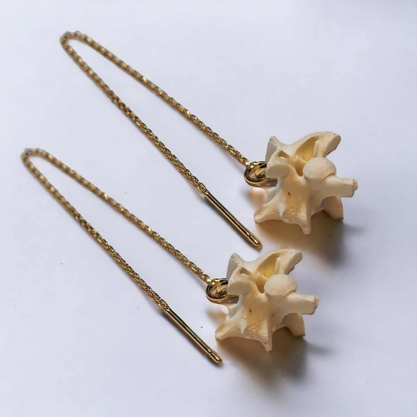 Threader Vertebrae Earrings Oddity Earrings Bone Jewelry