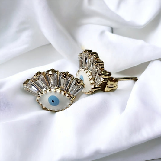 Evil Eye CZ Stud Earrings