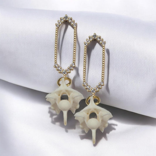 Cathedral Window Studs Rattlesnake Vertebrae Earrings