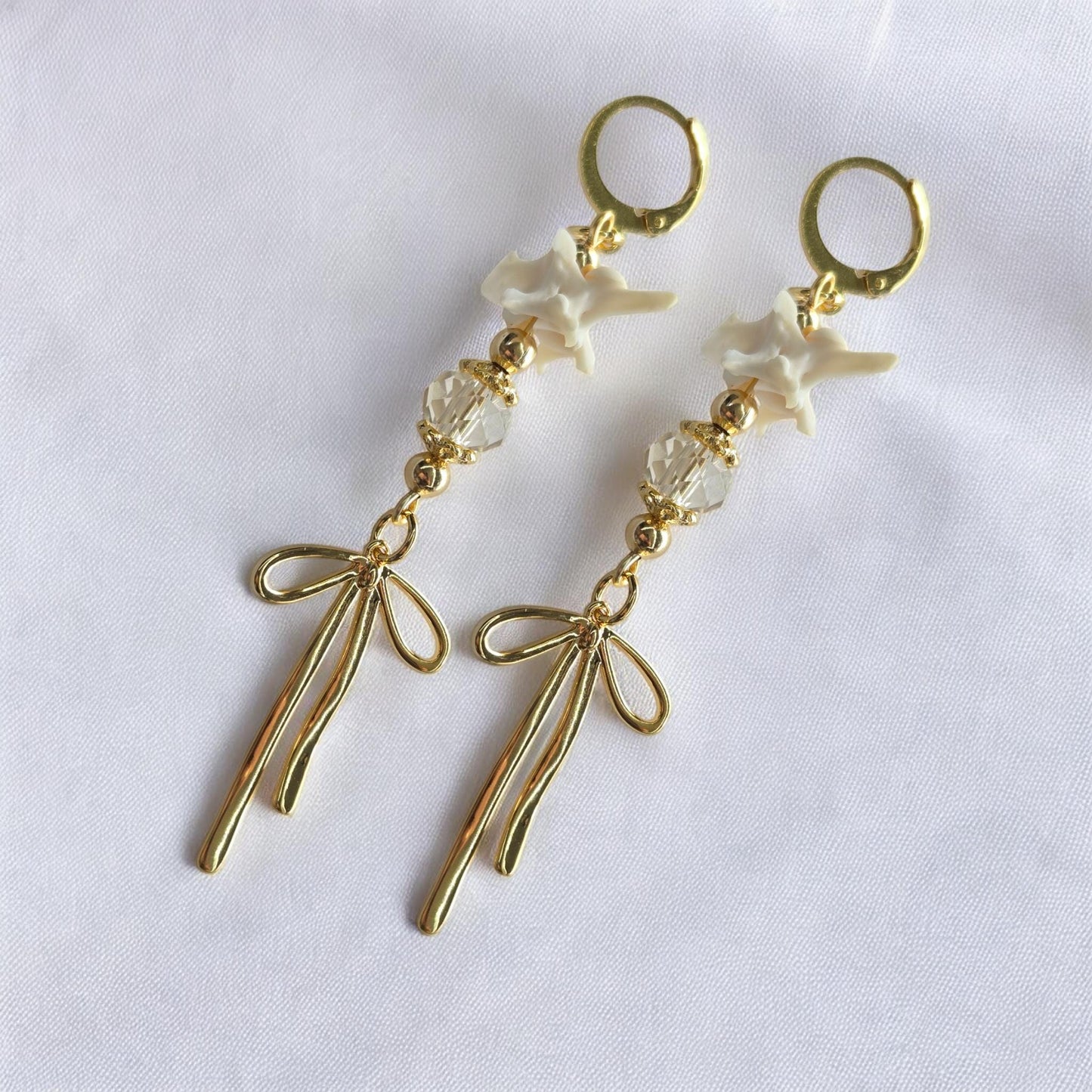 Elegantly Eerie Rattlesnake Vertebrae Earrings | Gold Plated Stainless Steel