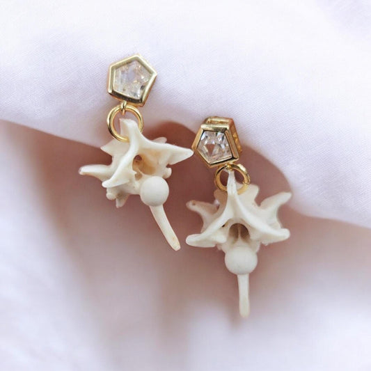 VENOMS GRACE Rattlesnake Stud Vertebrae Earrings Oddity Earrings