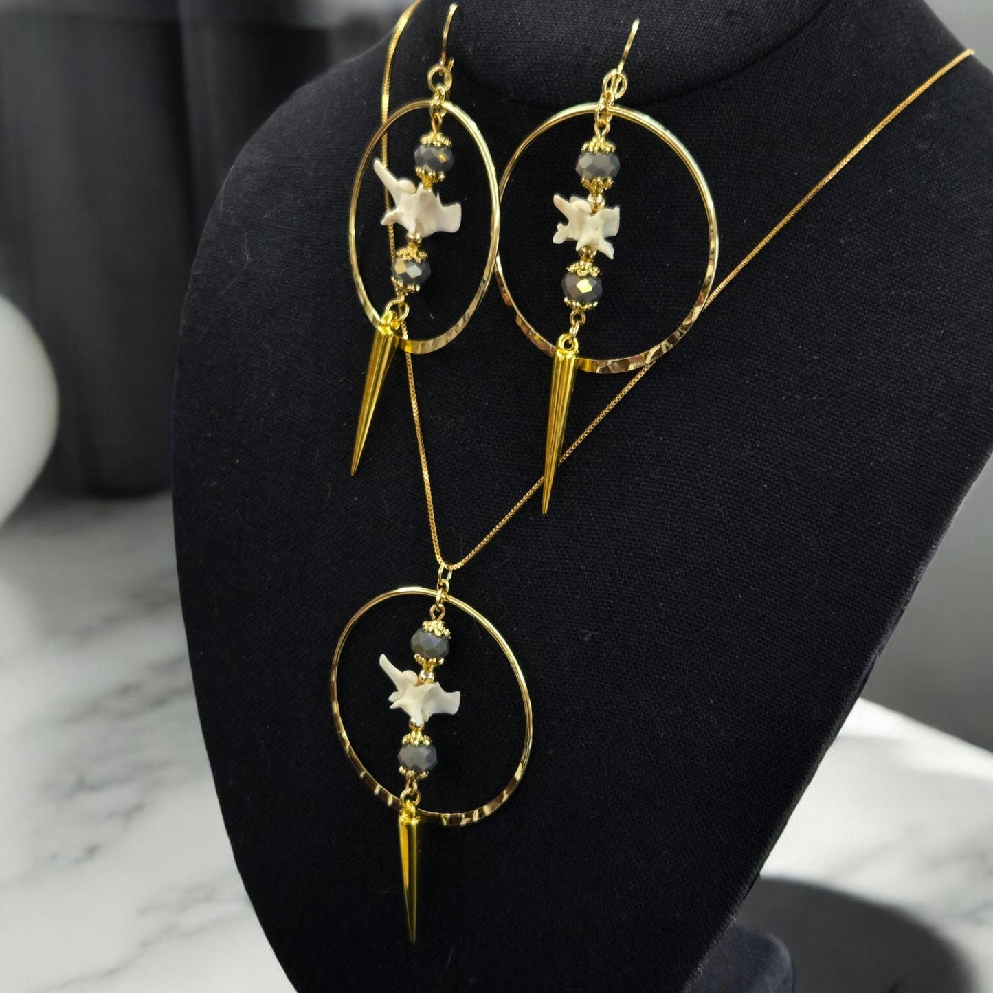 The Serpents Circle Rattlesnake Vertebrae Earrings