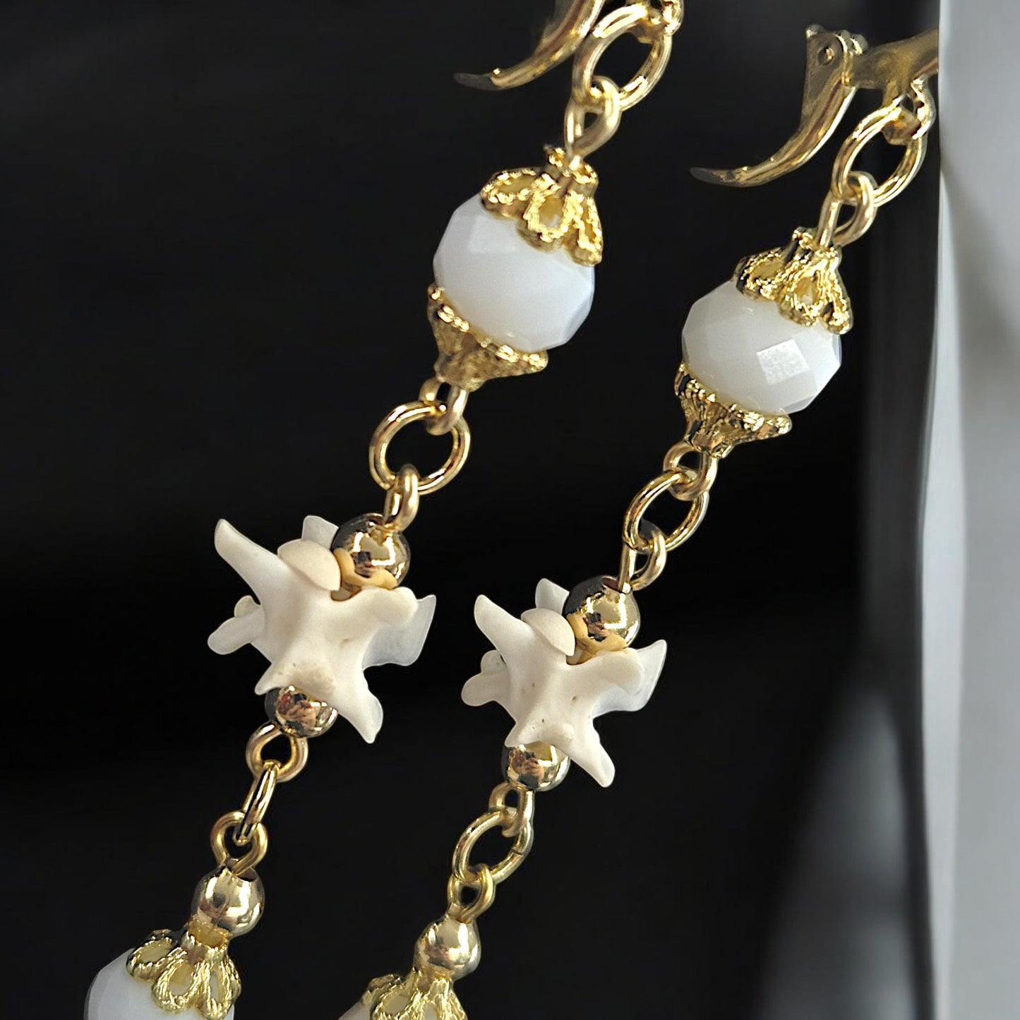 Baroque Inspired Rattlesnake Vertebrae Earrings