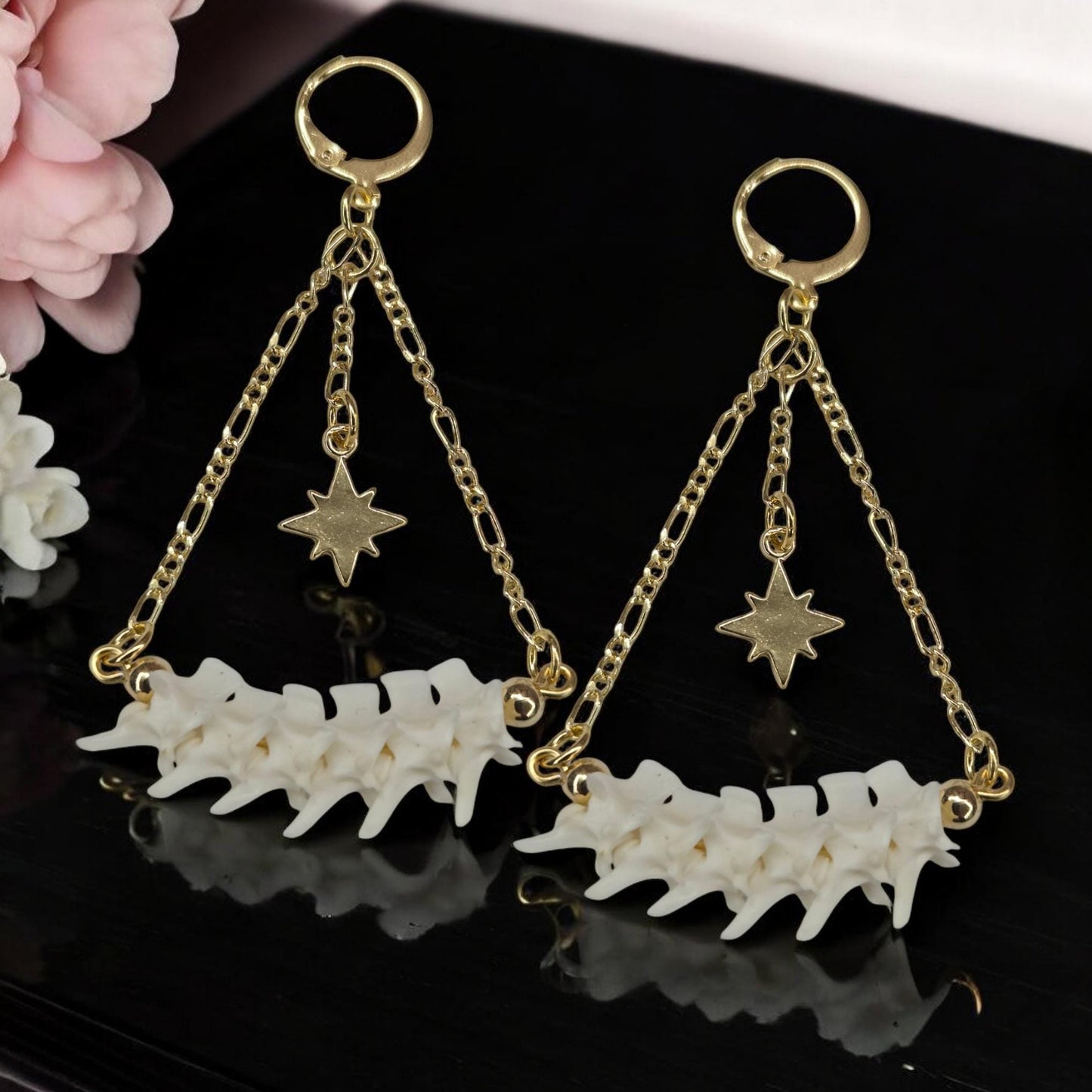 Stardust Spine Rattlesnake Vertebrae Earring Oddity Jewelry