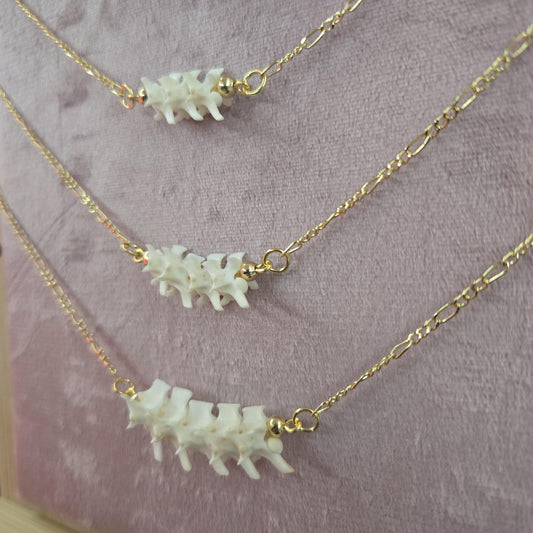 Minimalistic Rattlesnake Vertebrae Necklace | Unique Gold Plated Necklace Oddities and Curiosities Oddity Jewelry