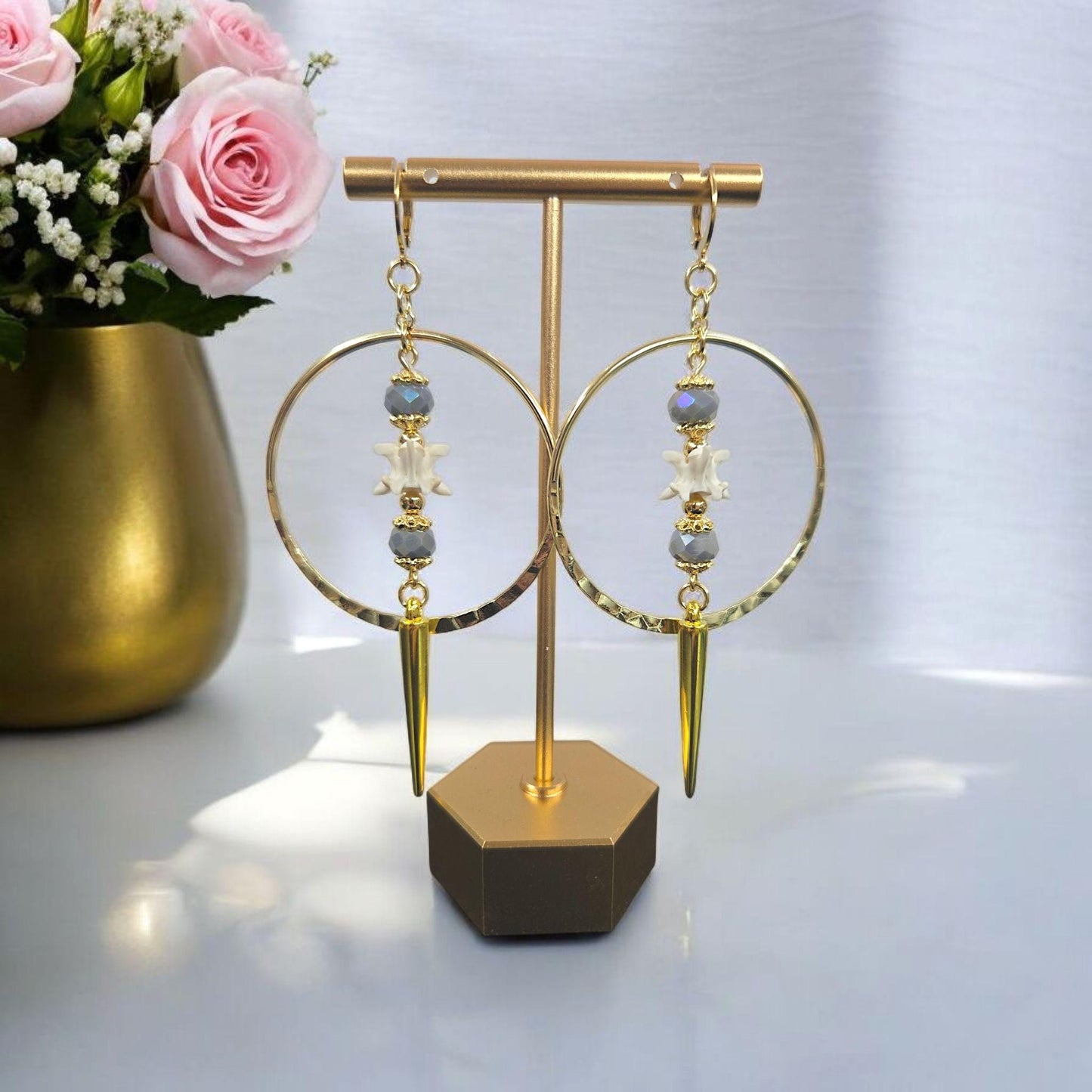 The Serpents Circle Rattlesnake Vertebrae Earrings