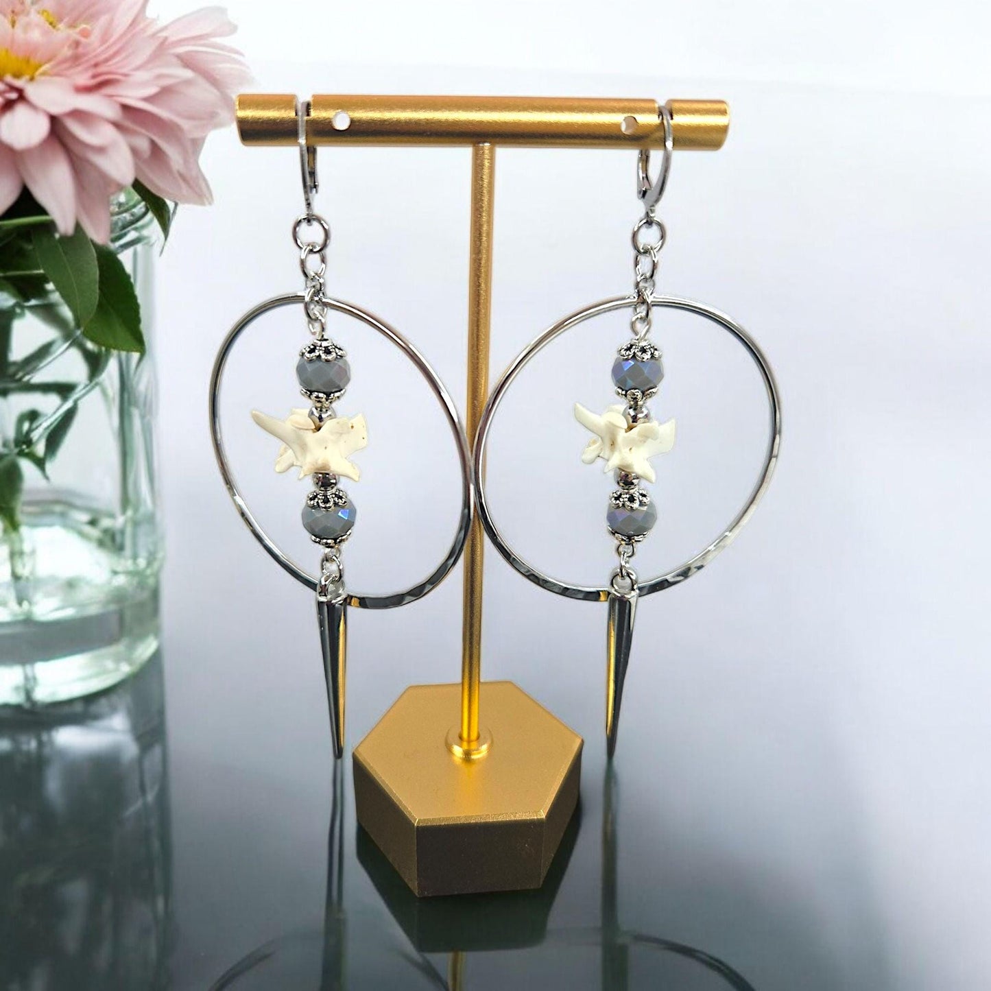 The Serpents Circle Rattlesnake Vertebrae Earrings