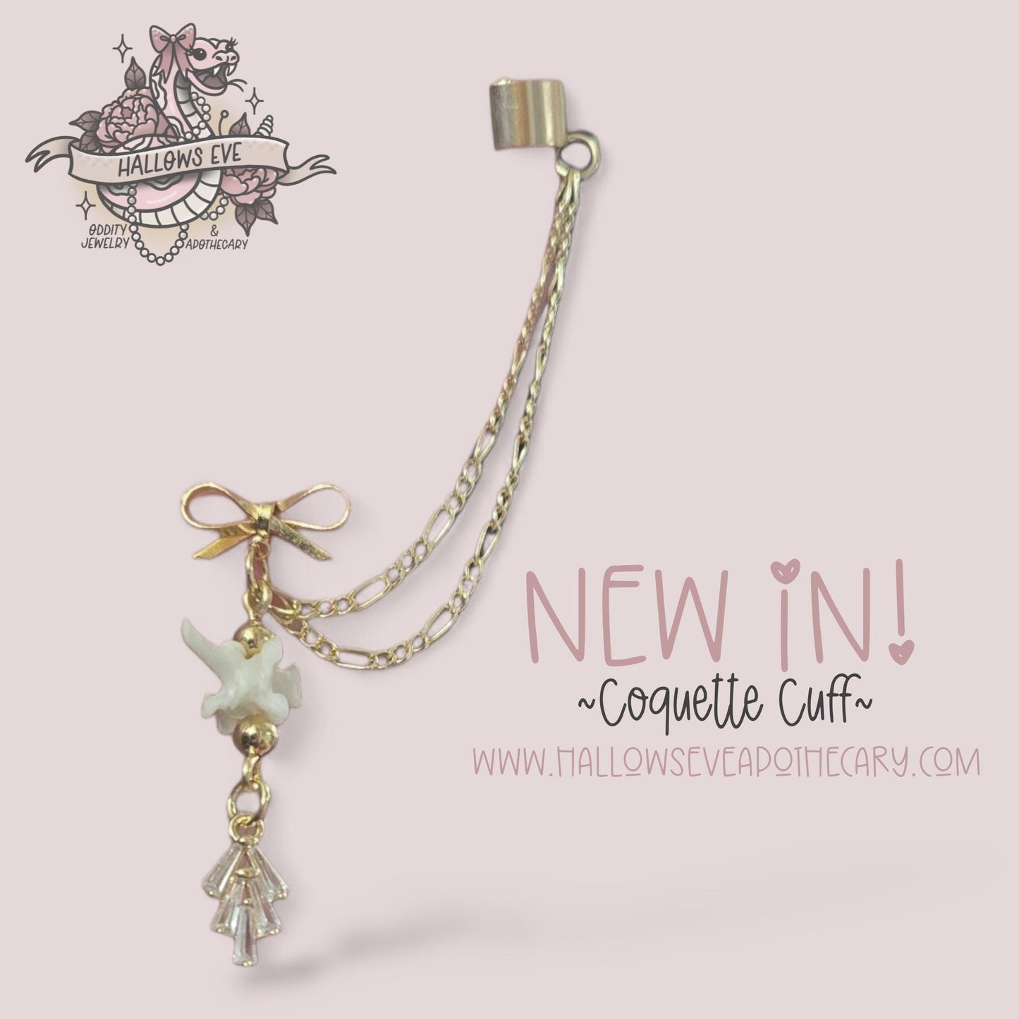 Coquette Cuff | Oddity Jewelry Rattlesnake Vertebrae Earrings