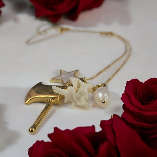 Hollywood Ending Charm Necklace | Oddity Jewelry | Rattlesnake Vertebrae Jewelry